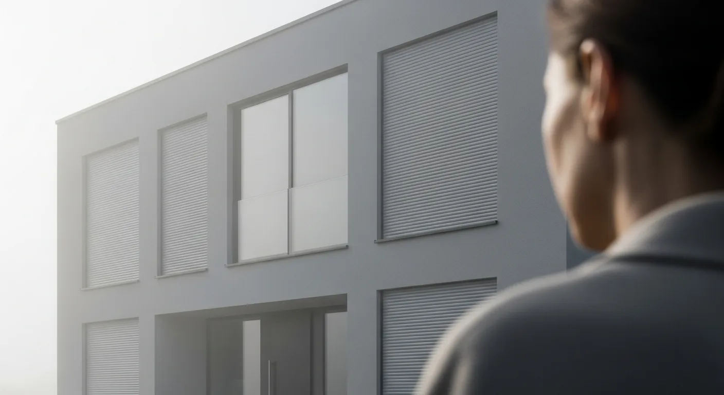 Façade de maison avec volets roulants modernes et lumineux